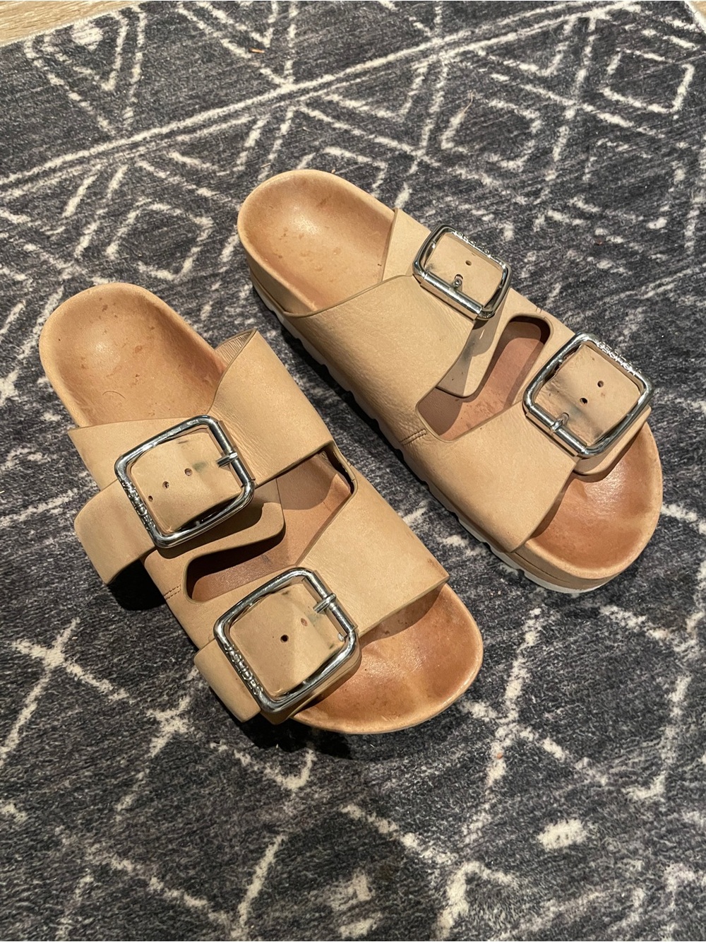 J Slides Tan Double-Buckle Slide Sandals 6.5